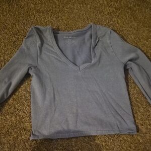 Love Tree Slate Blue V-Neck Long Sleeve Top